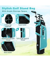 Slickblue Junior Complete Golf Club Set with Stand Bag Rain Hood