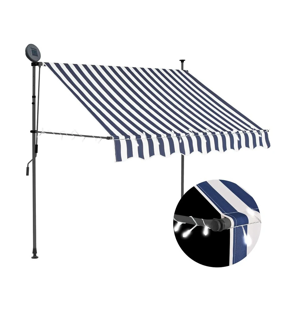 vidaXL Manual Retractable Awning with Led 59.1