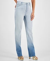 I.n.c. International Concepts Women's High-Rise Straight-Leg Ombre Denim Jeans, Created for Macy's