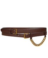 Lauren Ralph Women's Double-Wrap Chain-Embellished Wide Leather Belt