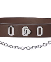 Lauren Ralph Women's Logo Flip-Lock Chain-Embellished Wide Leather Belt