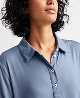 State of Day Women's Fluid-Knit Collared Sleepshirt Xs-3X, Created for Macy's