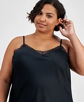 I.n.c. International Concepts Plus Lace-Trim Satin Chemise, Created for Macy's