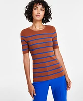 Tahari Asl Women's Striped Short-Sleeve Knit Top