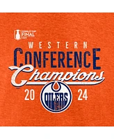 Fanatics Men's Heather Orange Edmonton Oilers 2024 Western Conference Champions Tri-Blend T-Shirt