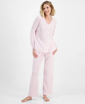 Charter Club Women's 2-Pc. Pointelle Lace-Trim Pajama Set, Created for Macy's