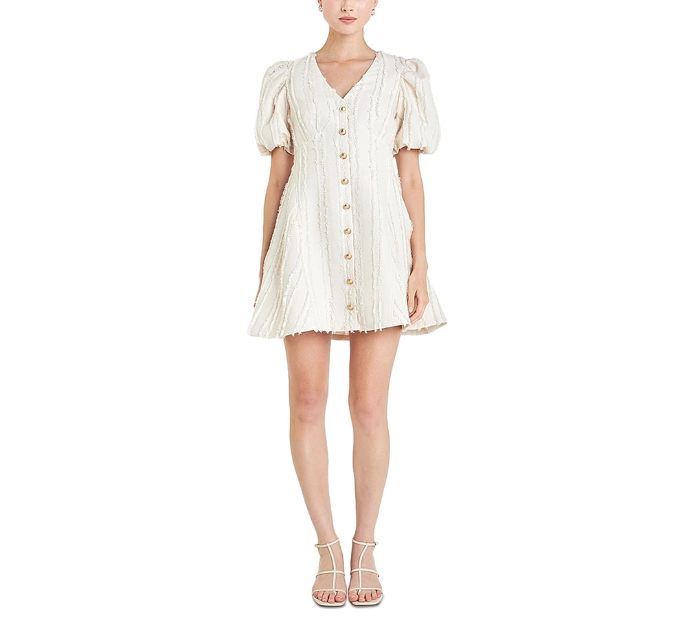 English Factory Women's Buttoned Short-Sleeve A-Line Mini Dress