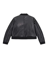 Guess Big Girls Faux Leather Bomber Jacket