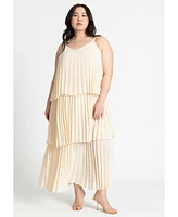 Eloquii Plus Pleated Layered Maxi Dress