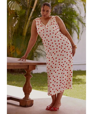 Eloquii Plus Polka Dot Shirred Maxi Dress