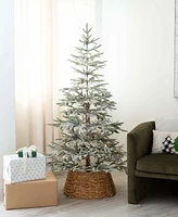 Nearly Natural 6ft. Pre-Lit Artificial Flocked Woodland Fir Christmas Tree with 150 Warm White Led Lights