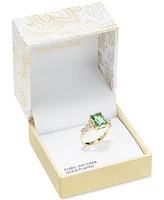 Charter Club Gold-Tone Green Glass & Crystal Statement Ring, Created for Macy's