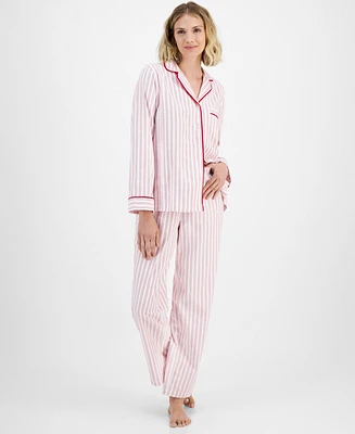 Charter Club Petite Women's Long-Sleeve Cotton Flannel Packaged Pajama Set, Created for Macy's