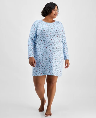 Charter Club Plus Soft Knit Printed Sleepshirt, Created for Macy's