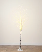 Nearly Natural 3ft. Pre-Lit Artificial White Birch Tree with Warm White Led Lights