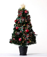 Nearly Natural 36in. Pre-Lit Fiber Optic Cosmopolitan Star Topped Artificial Christmas Tree with Decorative Planter