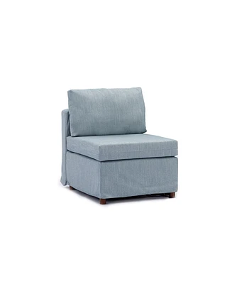 Simplie Fun Light Blue Fabric Armless Chair for Modular Sofa