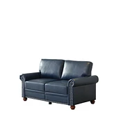 Streamdale Furniture Living Room Sofa Loveseat Chair Navy Blue Faux Leather