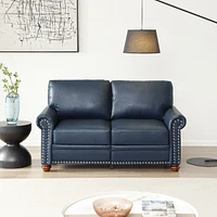 Streamdale Furniture Living Room Sofa Loveseat Chair Navy Blue Faux Leather