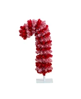 Nearly Natural 30in. Pre-Lit Artificial Candy Cane Christmas Tree with 100 Micro Led Lights