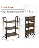 Sugift Foldable Rolling Cart with Storage Shelves for Kitchen