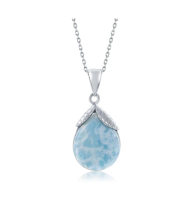 Caribbean Treasures Sterling Silver Pear-Shaped Larimar Pendant