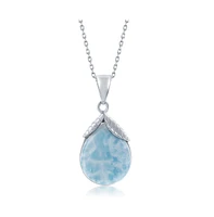 Caribbean Treasures Sterling Silver Pear-Shaped Larimar Pendant