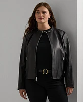 Lauren Ralph Plus Leather Moto Jacket