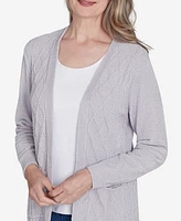 Alfred Dunner Women's Classic Chenille Cardigan Sweater with Pockets