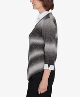 Alfred Dunner Classic Chevron Ombre Woven Sweater