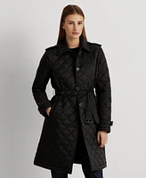 Lauren Ralph Women's Belted Velboa-Lined Quilted Trench Coat