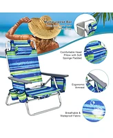 Vebreda 2 Packs 5-Position Outdoor Folding Backpack Beach Table Chair Reclining Chair Set