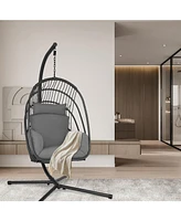 Inolait Hanging Folding Egg Chair with Stand Soft Cushion Pillow Swing Hammock