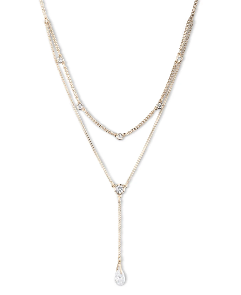 Givenchy Gold-Tone Cubic Zirconia Layered Lariat Necklace, 16" + 3" extender