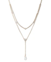 Givenchy Gold-Tone Cubic Zirconia Layered Lariat Necklace, 16" + 3" extender