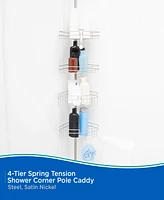 Kenney 4-Tier Spring Tension Shower Corner Pole Caddy with Razor Holder