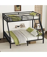 Streamdale Furniture Twin Xl Over Queen Metal Bunk Bed with Ladder and Slats Support for Adults Teens, Black