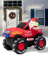 Glitzhome 7FT Lighted Santa Claus On Pick Up Off road Vehicle Inflatable Decor