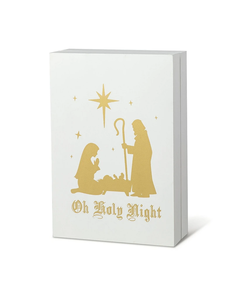 Glitzhome 17 L Lighted Wooden Christmas Nativity Advent Calendar Decor