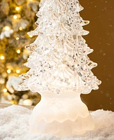 Glitzhome 18.5"H Christmas Lighted Acrylic Rotating Table Tree