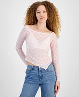 Self Esteem Juniors' Asymmetric Heart Knit Long Sleeve