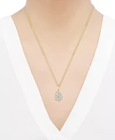 Diamond Round & Baguette Swirl Cluster Pendant Necklace in 10k Gold, 16" + 2" extender