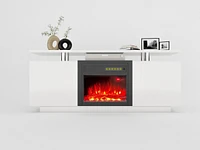 160cm High Gloss Tv Cabinet Tv Unit With Fireplace, Have Heat And Flame Color Changes