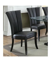 Streamdale Furniture Black Faux Leather Upholstered Lines Back Set Of 2 Piece Chairs Dining Room Wide Flair Back Chair