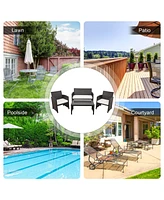 Costway 8PCS Patio Rattan Furniture Set Cushioned Chair Sofa Table Turquoise