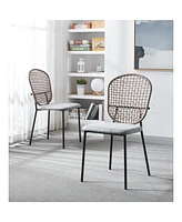 Simplie Fun Black And Gray Sennit Chair, Set Of 4, Dining Chair, Coffee Chair