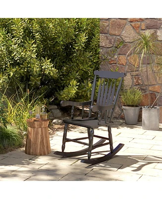 Simplie Fun Outdoor Wood Rocking Chair, 350 lbs. Porch Rocker with High Back for Garden, Patio, Balcony