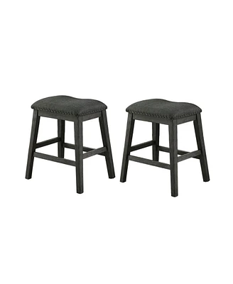 Simplie Fun Linen-Fabric Padded Counter Stool, Dark Grey(Set Of 2)