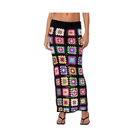 Edikted Women's Patchwork Crochet Maxi Skirt