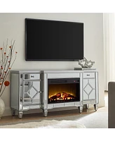 Simplie Fun 57" X 15 " X 25.6" Flash silver combination Tv fireplace cabinet